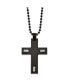 Фото #1 товара Brushed Black Carbon Fiber CZ Cross Pendent Ball Chain Necklace