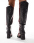 Фото #2 товара Public Desire Tamira block heel knee boots in red ombre croc