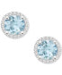 ფოტო #6 პროდუქტის Aquamarine (1-1/2 ct. t.w.) & Diamond (1/5 ct. t.w.) Halo Stud Earrings in Sterling Silver (Also in Opal)