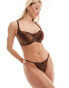 Ivory Rose Vienna satin tanga thong in chocolate brown