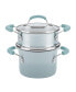 Фото #1 товара Cucina Hard Enamel Nonstick Sauce Pot and Steamer Insert Set, 3-Quart, Agave Blue
