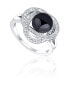 Charming ring with black pearl and zircons JL0760