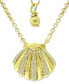 ფოტო #1 პროდუქტის Cubic Zirconia Clam Shell Pendant Necklace in 18k Gold-Plated Sterling Silver, 16" + 2" extender, Created for Macy's