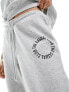 Pieces 'the casual club' slogan wide leg joggers co-ord in grey