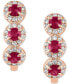 ფოტო #1 პროდუქტის Sapphire (1/3 ct. t.w.) & Diamond (1/5 ct. t.w.) Oval Hoop Earrings in 14k Rose Gold ( Also in White Gold)