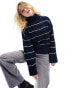 Фото #2 товара Pieces roll neck jumper in navy and white stripe