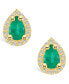 Фото #3 товара Emerald (3/4 Ct. t.w.) and Diamond (1/6 Ct. t.w.) Halo Stud Earrings