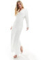 Фото #2 товара Vila Bridal sequin draped shoulder maxi dress in white