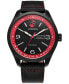 ფოტო #1 პროდუქტის Eco-Drive Men's Marvel Deadpool Returns Black Leather Strap Watch 43mm