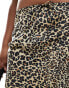 Stradivarius satin bias midi skirt in leopard print Коричневый, M - фото #5