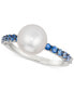 Vanilla Pearl™ (9mm) & Multi-Sapphire (3/8 ct. t.w.) Ring in 14k White Gold