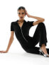 Fashionkilla stretch cord zip through tie back jumpsuit in black 44 - фото #5