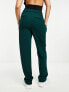 Vila stretch wide leg trousers with pin tuck front in dark green