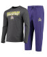 ფოტო #1 პროდუქტის Men's Purple, Heathered Charcoal Distressed ECU Pirates Meter Long Sleeve T-shirt and Pants Sleep Set