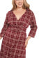 Фото #4 товара Plus Size Plaid Collared V-Neck 3/4-Sleeve Dress