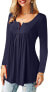 Фото #44 товара Amoretu Women's V-Neck Button Down Blouse, Solid Tunic Long Sleeve / Short Sleeve Tops