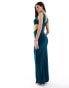 ASOS DESIGN sleeveless twist maxi dress with trim detail in petrol blue