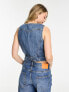 Levi's Jaylah denim waistcoat vest in mid blue M - фото #7