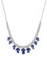 Фото #1 товара Blue Sapphire (6 ct. t.w.) & White Sapphire (4-7/8 ct. t.w.) Dangle 17" Statement Necklace in Sterling Silver