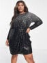 Forever New Curve embellished ombre wrap dress in charcoal