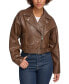 Фото #1 товара Women's Cropped Belted Moto Jacket