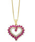 ფოტო #1 პროდუქტის Ruby (1-1/6 ct. t.w.) & Diamond (1/10 ct. t.w.) Heart 18" Pendant Necklace in 10k Gold