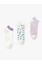 3'lü Patik Çorap Seti Kelebek Desenli Çok Renkli