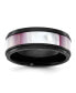 ფოტო #1 პროდუქტის Titanium Black IP-plated Pink Mother of Pearl Inlay Band Ring