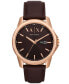 ფოტო #1 პროდუქტის Men's Three-Hand Day-Date Quartz Brown Leather Watch 44mm