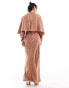 Фото #3 товара ASOS DESIGN satin batwing overlay detail bias maxi dress in mocha