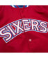 Фото #1 товара Куртка Mitchell&Ness мужская Красная Philadelphia 76ers Hardwood Classics Throwback Wordmark Raglan Full-Snap