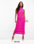 Whistles Petite Maya plisse midi dress in hot pink