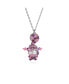 ფოტო #3 პროდუქტის Cat Pink Rhodium Plated Alice In Wonderland Pendant Necklace