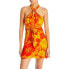 Faithfull the Brand Womens Floral Halter Mini Dress Orange Size US 6