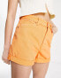 Monki turn-up denim shorts in orange Оранжевый, W26 - фото #4