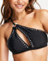 Фото #4 товара River Island ring & stud detail bikini top in black