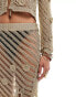 Фото #4 товара ASOS DESIGN knitted mini skirt in metallic yarn with crochet floral embellishment co-ord