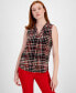 ფოტო #2 პროდუქტის CLOSEOUT! Women's Pleated-Neck Printed Sleeveless Top