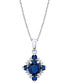 ფოტო #1 პროდუქტის Sapphire (1-3/8 ct. t.w.) & Diamond (1/10 ct. t.w.) Oval Halo 18" Pendant Necklace in 10k White Gold