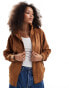 Фото #1 товара ASOS DESIGN suedette funnel neck bomber jacket in tan