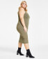 Trendy Plus Size Sleeveless Bodycon Midi Dress, Created for Macy's Зеленый, 1X - фото #3