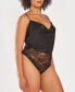Боди iCollection Lace and Satin Cowl Neck Lingerie
