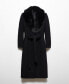 ფოტო #3 პროდუქტის Women's Faux Fur Collar Detachable Wool Coat