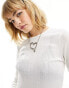 Monki ribbed long sleeve top in white