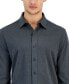 Фото #3 товара Men's Classic-Fit Heathered Jersey-Knit Button-Down Shirt, Created for Macy's