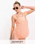 Фото #1 товара The Frolic Maternity topaz crinkle ring front swimsuit in cantaloupe