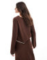 Фото #2 товара ASOS DESIGN linen blend contrast tie front top in chocolate