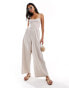 Фото #1 товара ASOS DESIGN scoop neck strappy wide leg jumpsuit in oatmeal