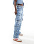 Фото #1 товара Bershka cargo jeans in light wash blue