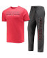 ფოტო #2 პროდუქტის Men's Heathered Charcoal, Red Georgia Bulldogs Meter T-shirt and Pants Sleep Set